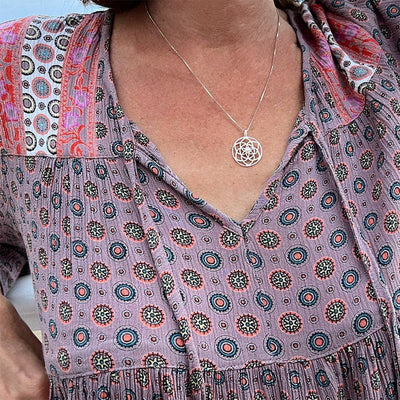 Mandala Pearl Necklace - Sterling Silver