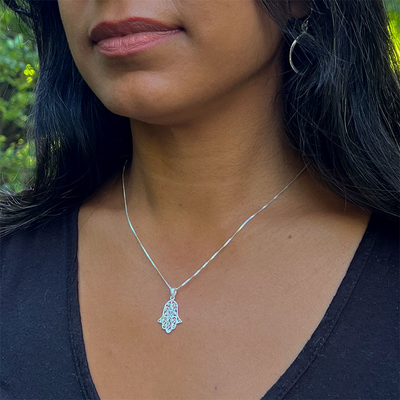 Hamsa Necklace - Sterling Silver