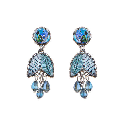Feather Sea Blue Earrings Wire