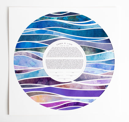 Abstract Waves Paper Cut Ketubah by Adriana Saipe - The Weitzman Museum Store - 1357