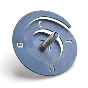 Aluminum Spiral Dreidel in Cobalt or Grey - The Weitzman Museum Store - as0532
