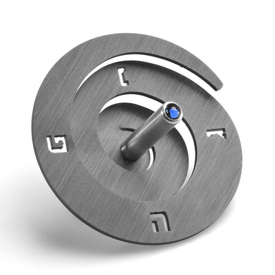 Aluminum Spiral Dreidel in Cobalt or Grey - The Weitzman Museum Store - as0536