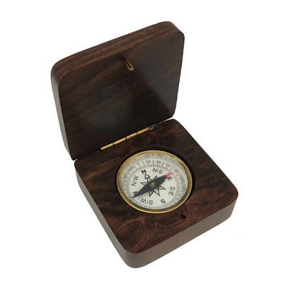 Anchor Wood Compass Box - 2" - with Brass Compass - The Weitzman Museum Store - 6475