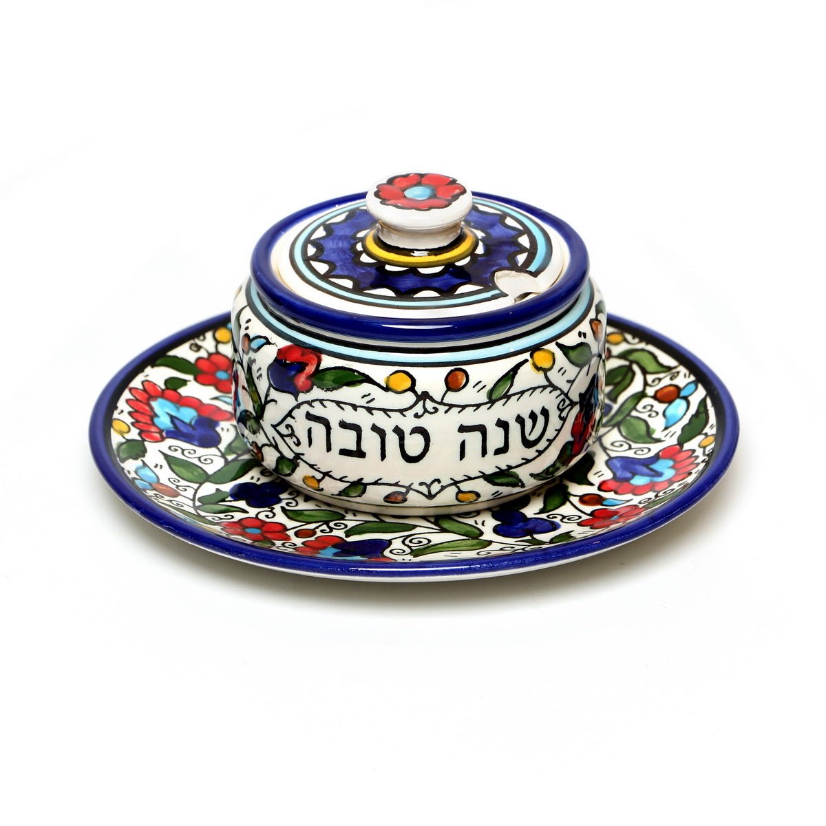 Armenian Multi Flowers Dvash Dish and Plate - The Weitzman Museum Store - AR500T
