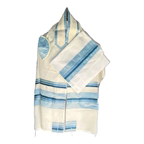 Baby Blue and Aqua Stripes Tallit - The Weitzman Museum Store - ADE-930