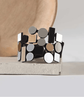 Bauhaus Bracelet - Silver, Black, & Gold - The Weitzman Museum Store - BH12SBG01-JB