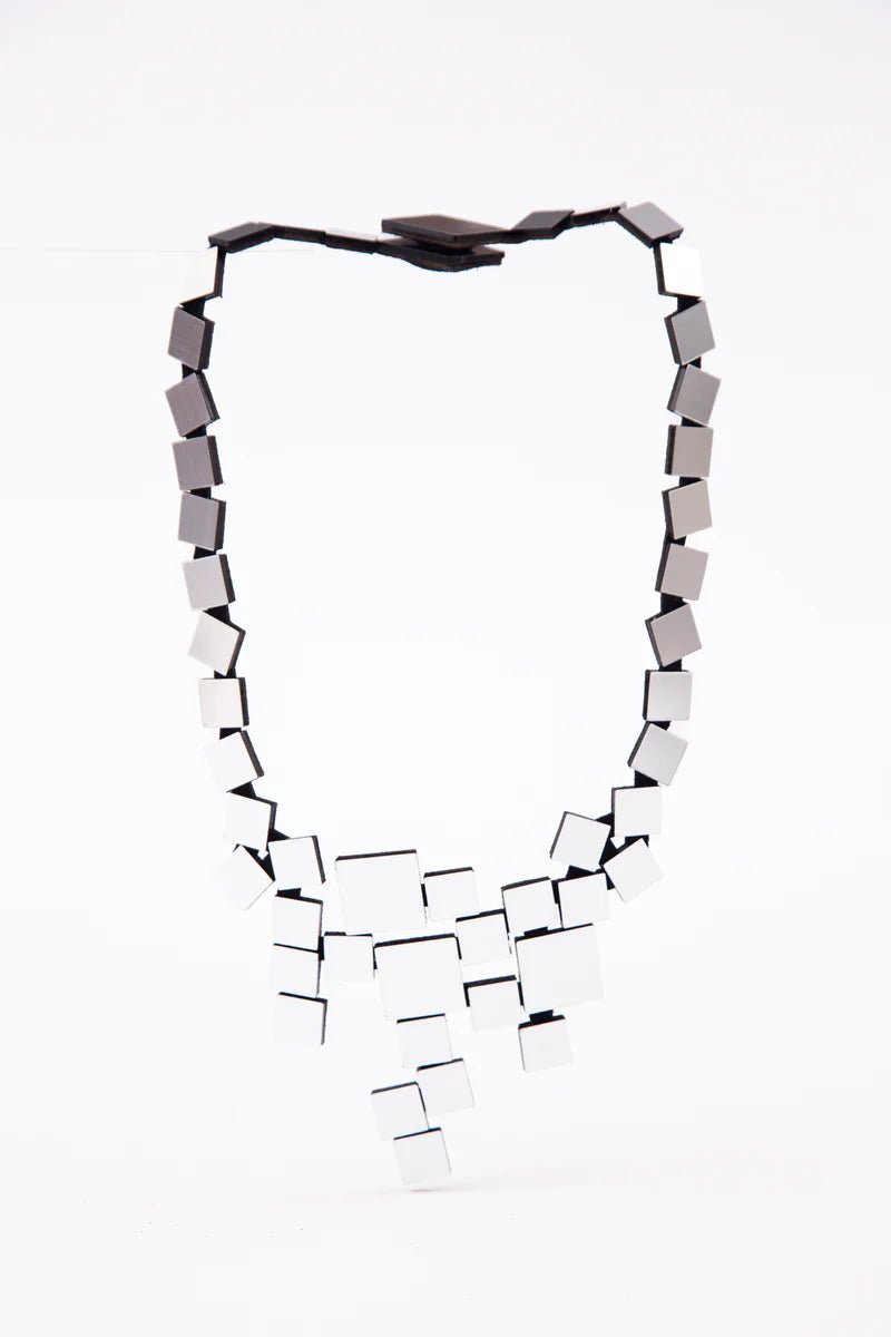 Bauhaus V Necklace Squares - Silver - The Weitzman Museum Store - bh18sl-jn