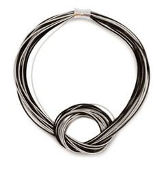 Black and Silver Large Knot Piano Wire Necklace - The Weitzman Museum Store - 708