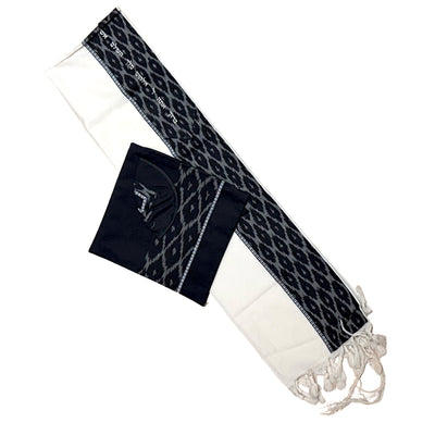 Black and White Weave Tallit - The Weitzman Museum Store - T-2207