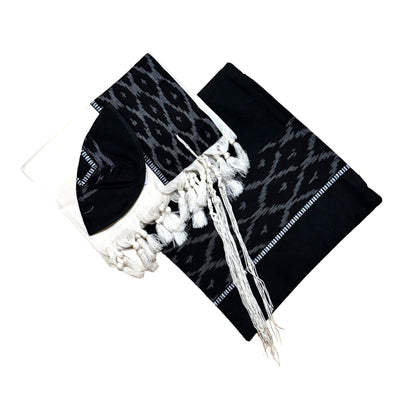Black and White Weave Tallit - The Weitzman Museum Store - T-2207
