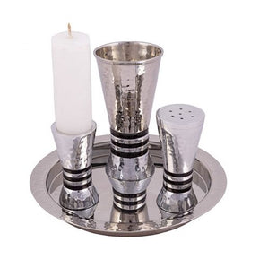 Black Bands Hammered Havdalah Set - The Weitzman Museum Store - EMHAC4