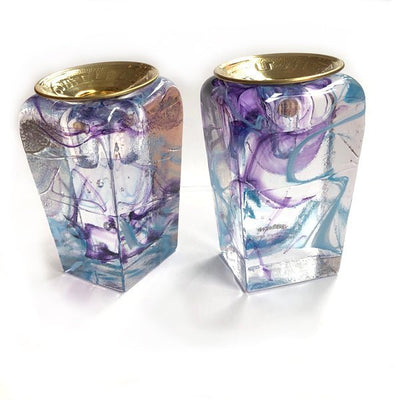 Blown Glass Tower Candle Holders in Three Color Options - The Weitzman Museum Store - 62293149