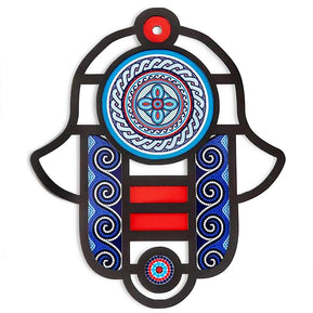 Blue and Red Hamsa Wall Art - The Weitzman Museum Store - 784206