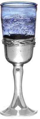 Blue Glass and Sterling Silver Kiddush Cup w/ Smooth Finish - The Weitzman Museum Store - bz2001