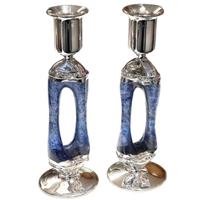 Blue Glass Open Circle Candlesticks - The Weitzman Museum Store - 22403
