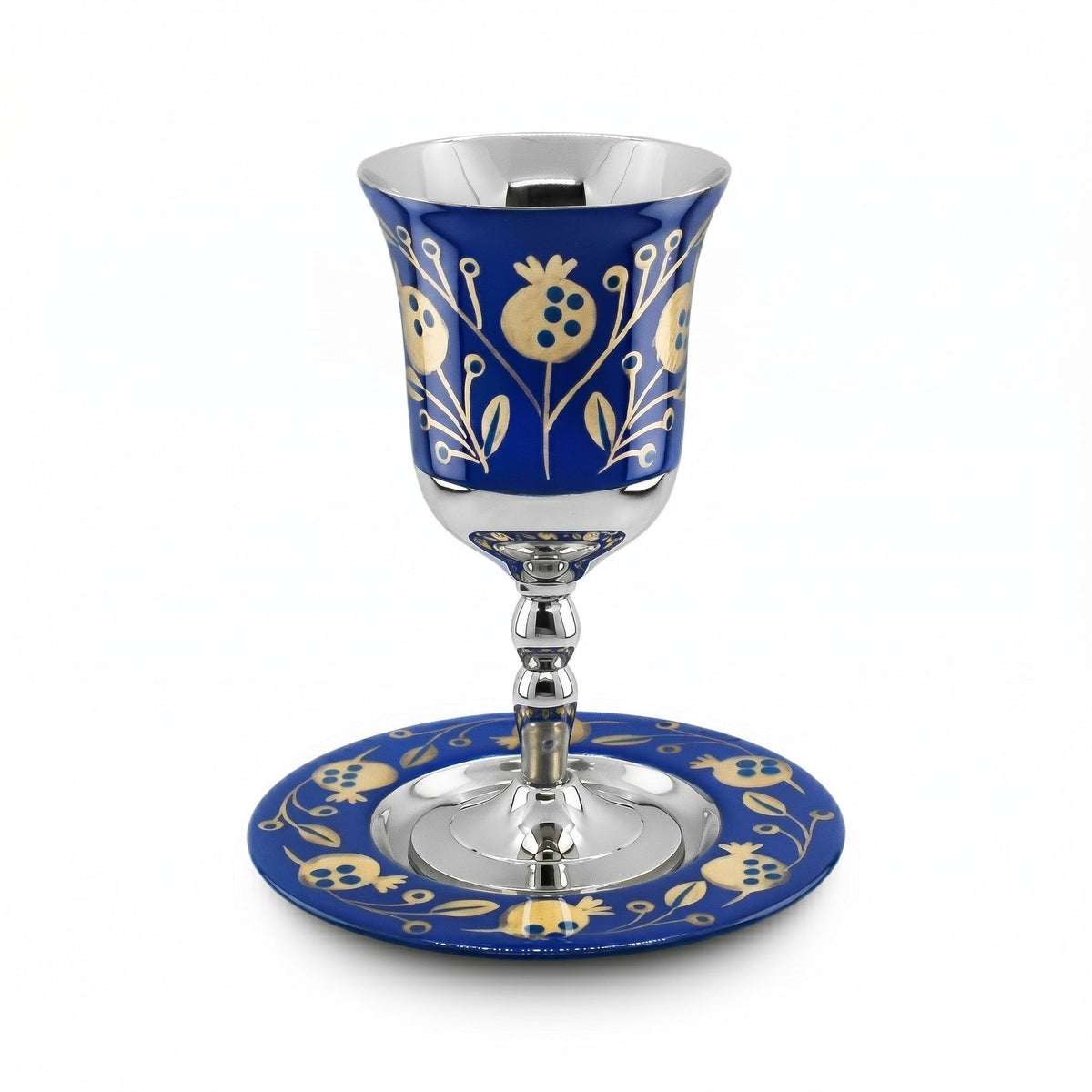 Blue & Gold Pomegranate Kiddush Cup - The Weitzman Museum Store - mckc1067
