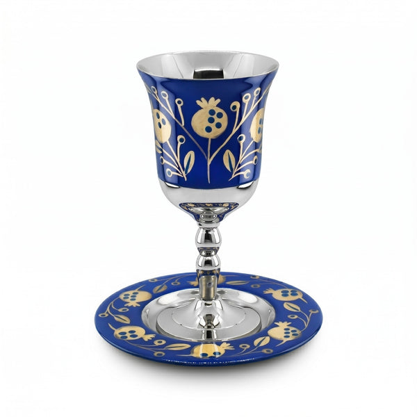 Blue & Gold Pomegranate Kiddush Cup - The Weitzman Museum Store - mckc1067