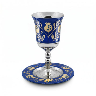 Blue & Gold Pomegranate Kiddush Cup - The Weitzman Museum Store - mckc1067