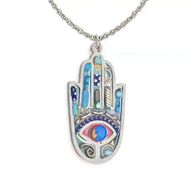 Blue Hamsa Seeka Necklace - The Weitzman Museum Store - 1432412BL