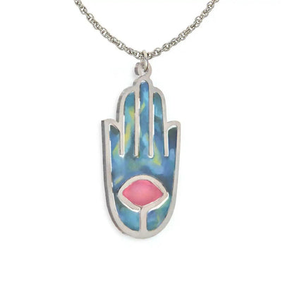 Blue Hamsa Seeka Necklace - The Weitzman Museum Store - 1432412BL