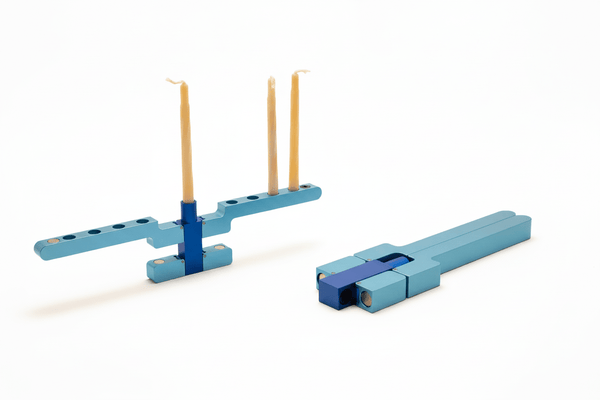 Blue or Champagne Folding Travel Menorah - The Weitzman Museum Store - 439472