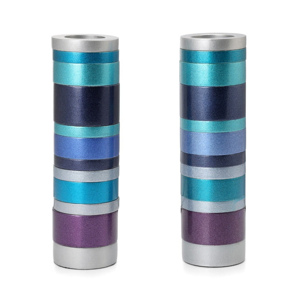 Blue Rings Shabbat Candleholders - The Weitzman Museum Store - EMCK2
