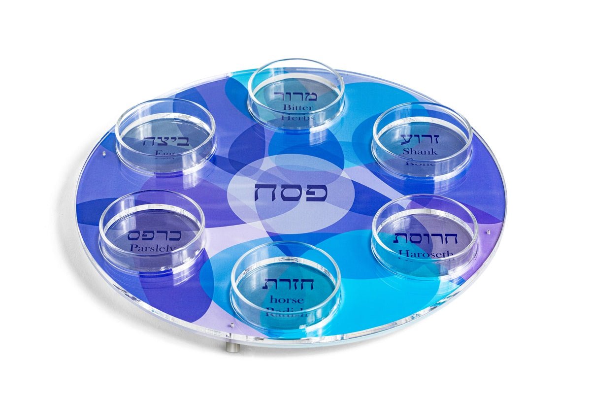Blue Seder Plate with Glass Dishes - The Weitzman Museum Store - 806493