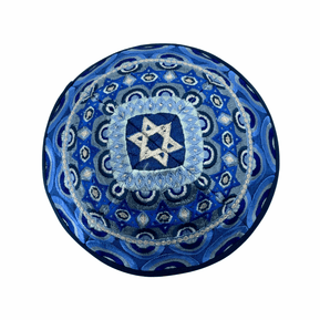 Blue Star of David Embroidered Kippah - The Weitzman Museum Store - EMYME11B