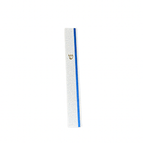 Blue Stripe Silver Mezuzah - The Weitzman Museum Store - 4409BlSil