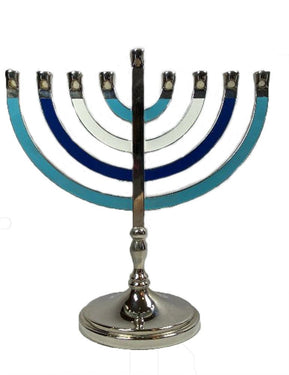 Blue Tones Enamel Menorah - The Weitzman Museum Store - 7 - 847384017171