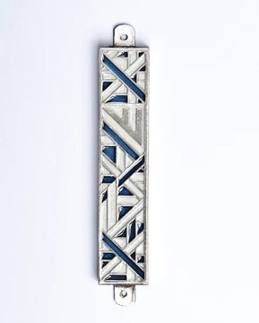 Blue & White Geometric Mezuzah - The Weitzman Museum Store - 7 - 847384019677