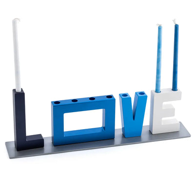 Blue & White LOVE Menorah