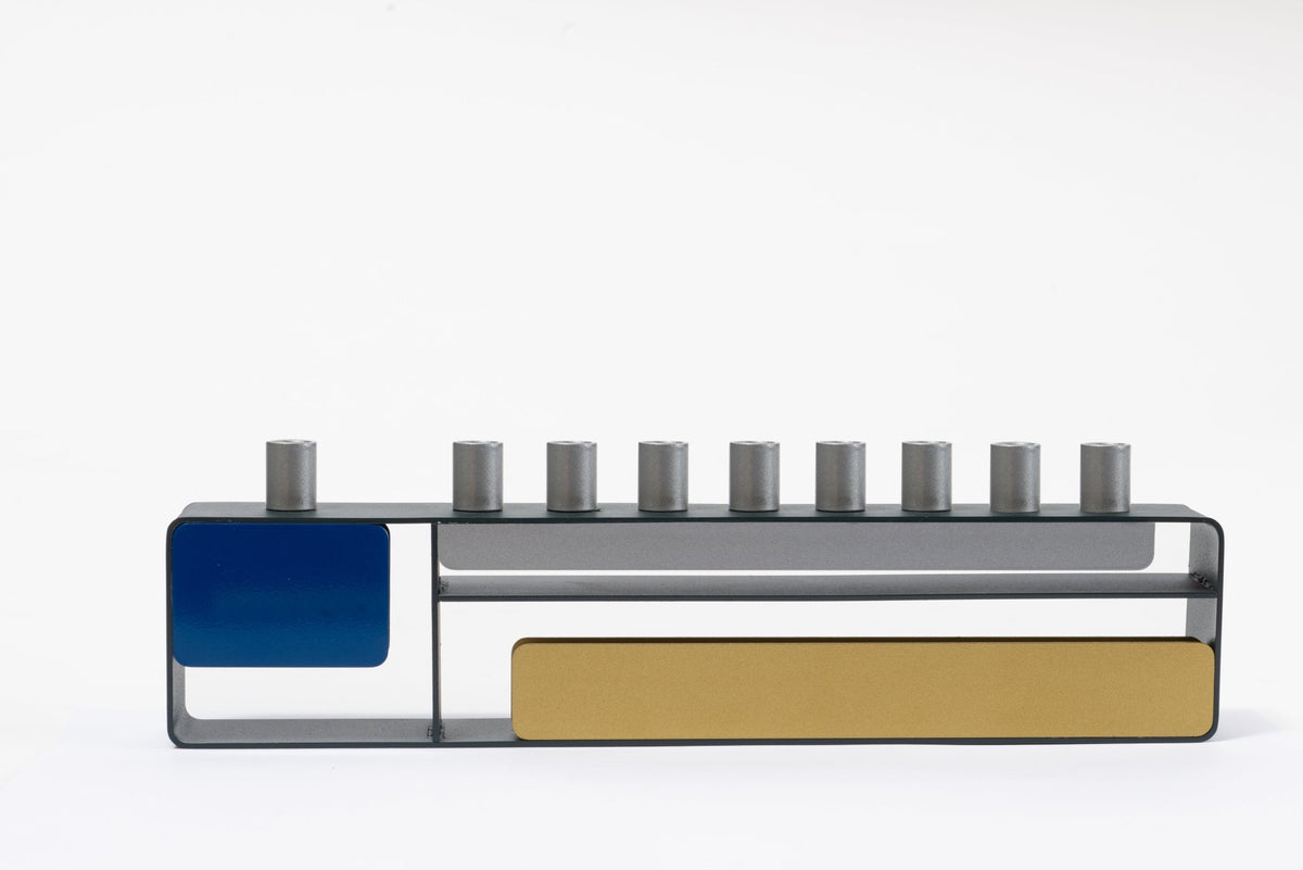 Blue/Silver/Gold Modern Menorah - The Weitzman Museum Store - 439400