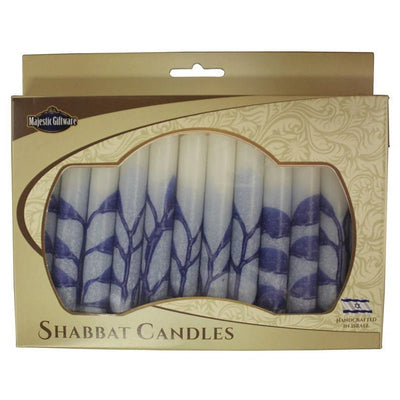 Blue/White Shabbat Candles - The Weitzman Museum Store - sc - shtr - b