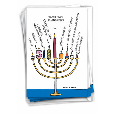 Box of 12 Hannukah Card - Menorah Candles - The Weitzman Museum Store - B2482HKG