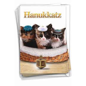 Box of 12 Hanukkah Card - Hanukkatz - The Weitzman Museum Store - B5939