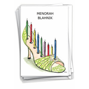 Box of 12 Hanukkah Card - Menorah Blahnik - The Weitzman Museum Store - B1070