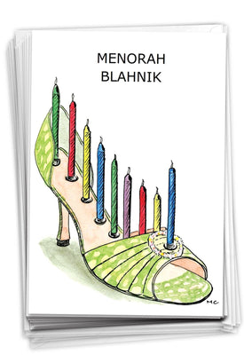 Box of 12 Hanukkah Card - Menorah Blahnik - The Weitzman Museum Store - B1070