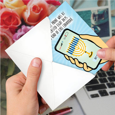 Boxed Hanukkah Cards - Cell Phone Miracle - The Weitzman Museum Store - C10145HKG - B12x1