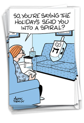 Boxed Hanukkah Cards - Dreidel Spiral - The Weitzman Museum Store - C10158HKG - B12x1