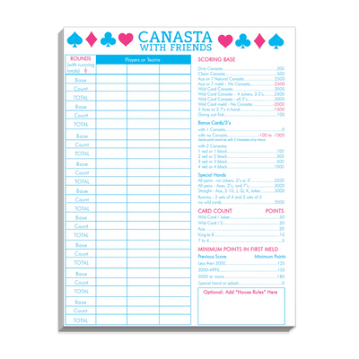 Canasta Scorekeeping Pad - The Weitzman Museum Store - 