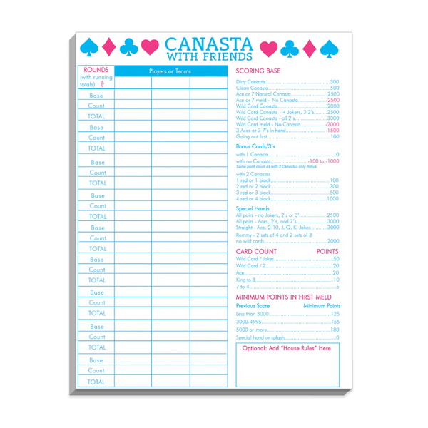 Canasta Scorekeeping Pad - The Weitzman Museum Store - 