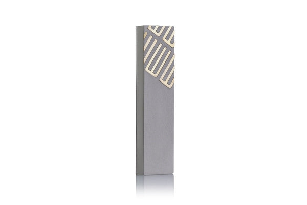 Cement and GIlt Brass Mezuzah in Blue, Light Gray and Dark Grey - The Weitzman Museum Store - 521915