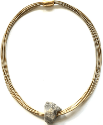 Champagne Multi Strand Wire Necklace w/ Labradorite Stone - The Weitzman Museum Store - 7 - 847384018483