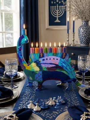 Charming Dino Menorah - The Weitzman Museum Store - EMHAO3