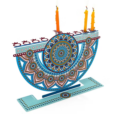 Colorful Metal Flower Menorah