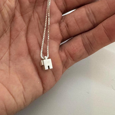 Chunky Bauhaus Chai Sterling Necklace - The Weitzman Museum Store - 15 18 inch