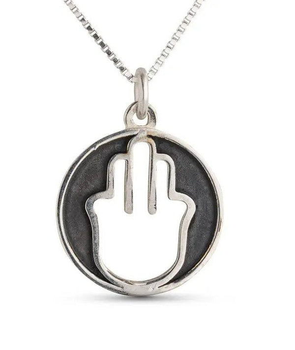 Circle of Life Pendant with Cut Out Hamsa - The Weitzman Museum Store - 530351
