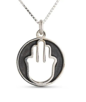 Circle of Life Pendant with Cut Out Hamsa - The Weitzman Museum Store - 530351