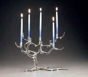 Clear Glass Windswept Tree of Life Menorah by Salusa Glassworks - The Weitzman Museum Store - 7 - 847384000155